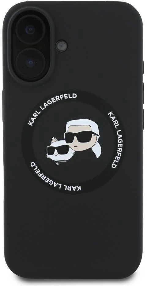 Karl Lagerfeld Liquid silikoninis K&CH Heads MagSafe Apple iPhone 16 dėklas telefonui juodos spalvos