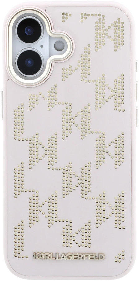 Karl Lagerfeld PU Perforated Monogram MagSafe dėklas skirtas Apple iPhone 17 rožinės spalvos