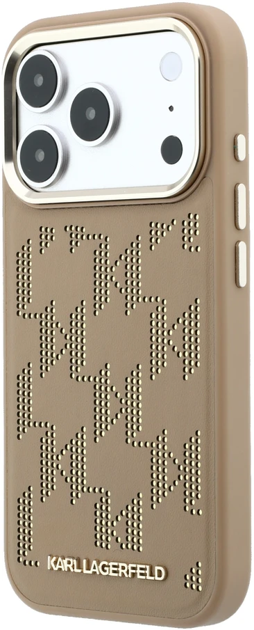 Karl Lagerfeld PU Perforated Monogram MagSafe dėklas skirtas iPhone 17 Pro Max rusvai gelsvas