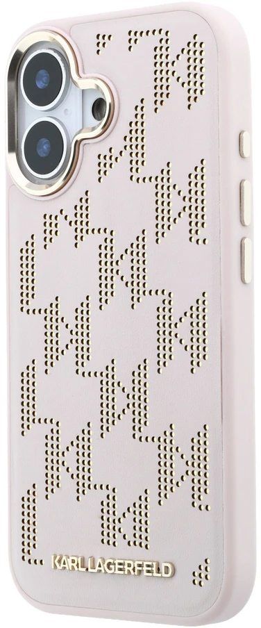 Karl Lagerfeld PU Perforated Monogram MagSafe dėklas skirtas Apple iPhone 17 rožinės spalvos