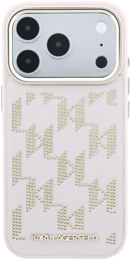 Karl Lagerfeld PU Perforated Monogram MagSafe dėklas skirtas Apple iPhone 17 Pro Max rožinės spalvos