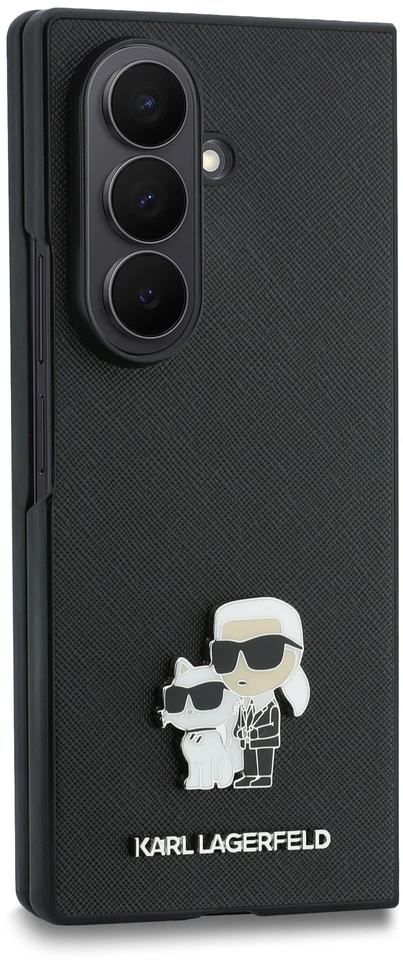 Karl Lagerfeld PU Saffiano Karl and Choupette dėklas Samsung Galaxy Z Fold 8 Ultra juodos spalvos
