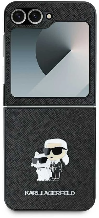 Karl Lagerfeld PU Saffiano Karl and Choupette Samsung Galaxy Z Flip6 dėklas telefonui juodos spalvos