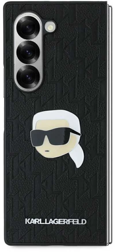 Karl Lagerfeld PU Saffiano Monogram Karl Head Samsung Galaxy Z Fold6 dėklas telefonui juodos spalvos