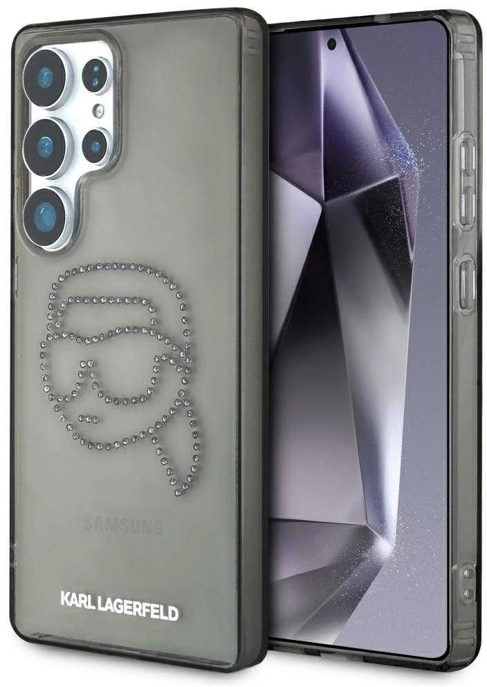 Dėklas Karl Lagerfeld Rhinestones Karl Head Logo Samsung Galaxy S25 Ultra juodos spalvos