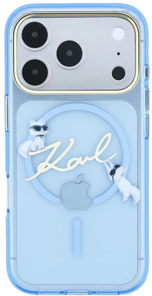 Karl Lagerfeld Script Logo MagSafe dėklas, skirtas iPhone 18 Pro / 17 Pro, šviesiai mėlynas