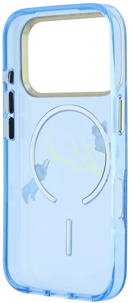 Karl Lagerfeld Script Logo MagSafe dėklas, skirtas iPhone 18 Pro / 17 Pro, šviesiai mėlynas