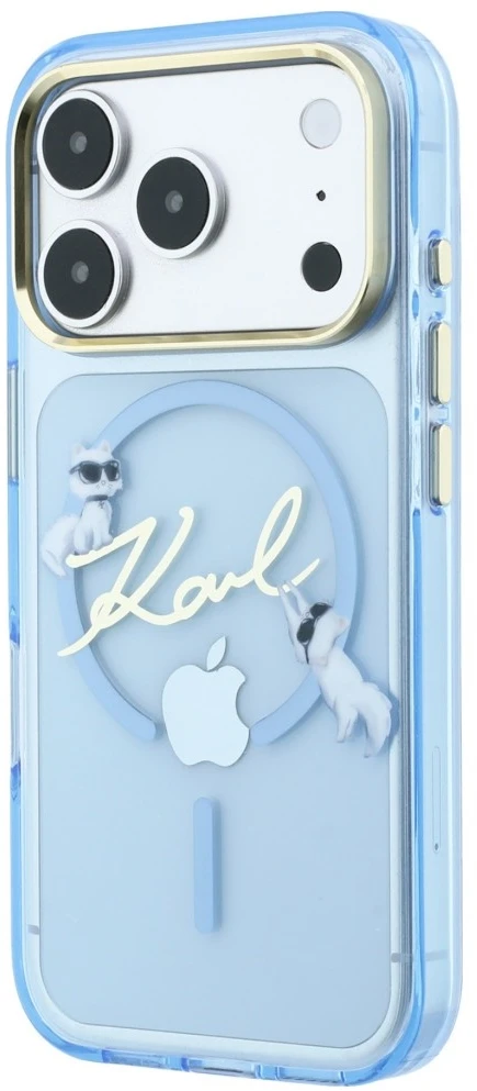 Karl Lagerfeld Script Logo MagSafe dėklas, skirtas iPhone 18 Pro / 17 Pro, šviesiai mėlynas
