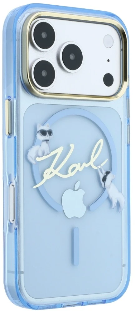 Karl Lagerfeld Script Logo MagSafe dėklas, skirtas iPhone 18 Pro / 17 Pro, šviesiai mėlynas