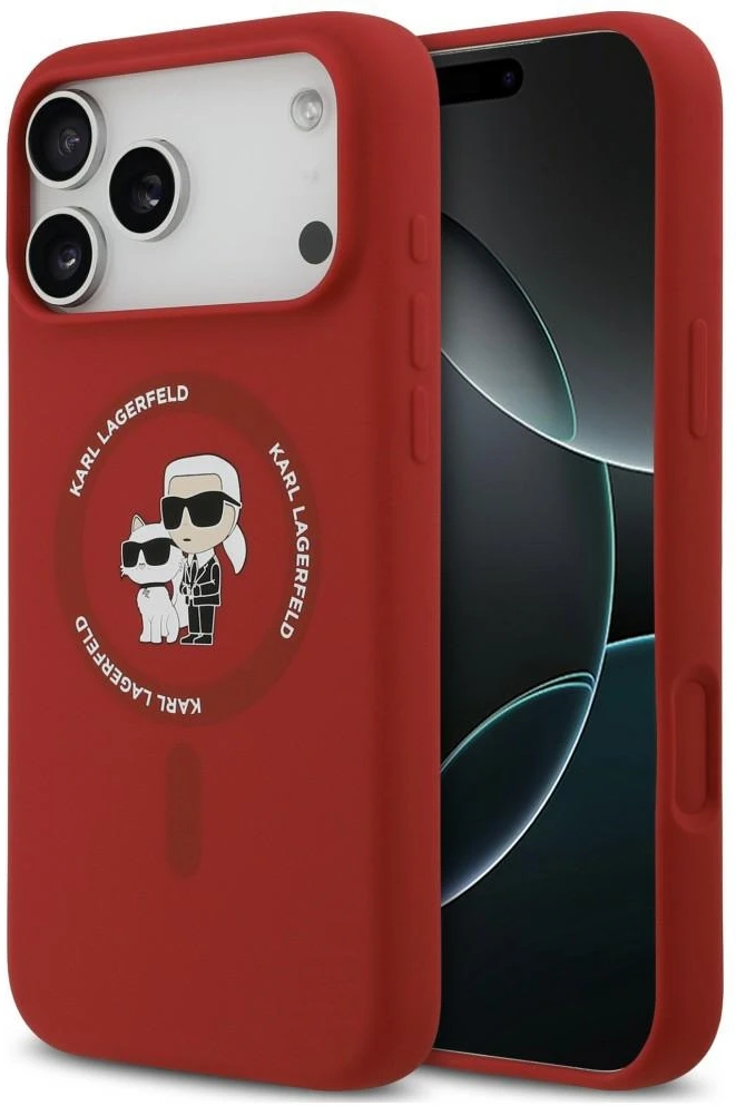 Karl Lagerfeld Silicone Karl&Choupette Ring MagSafe dėklas, skirtas iPhone 18 Pro Max / iPhone 17 Pro Max