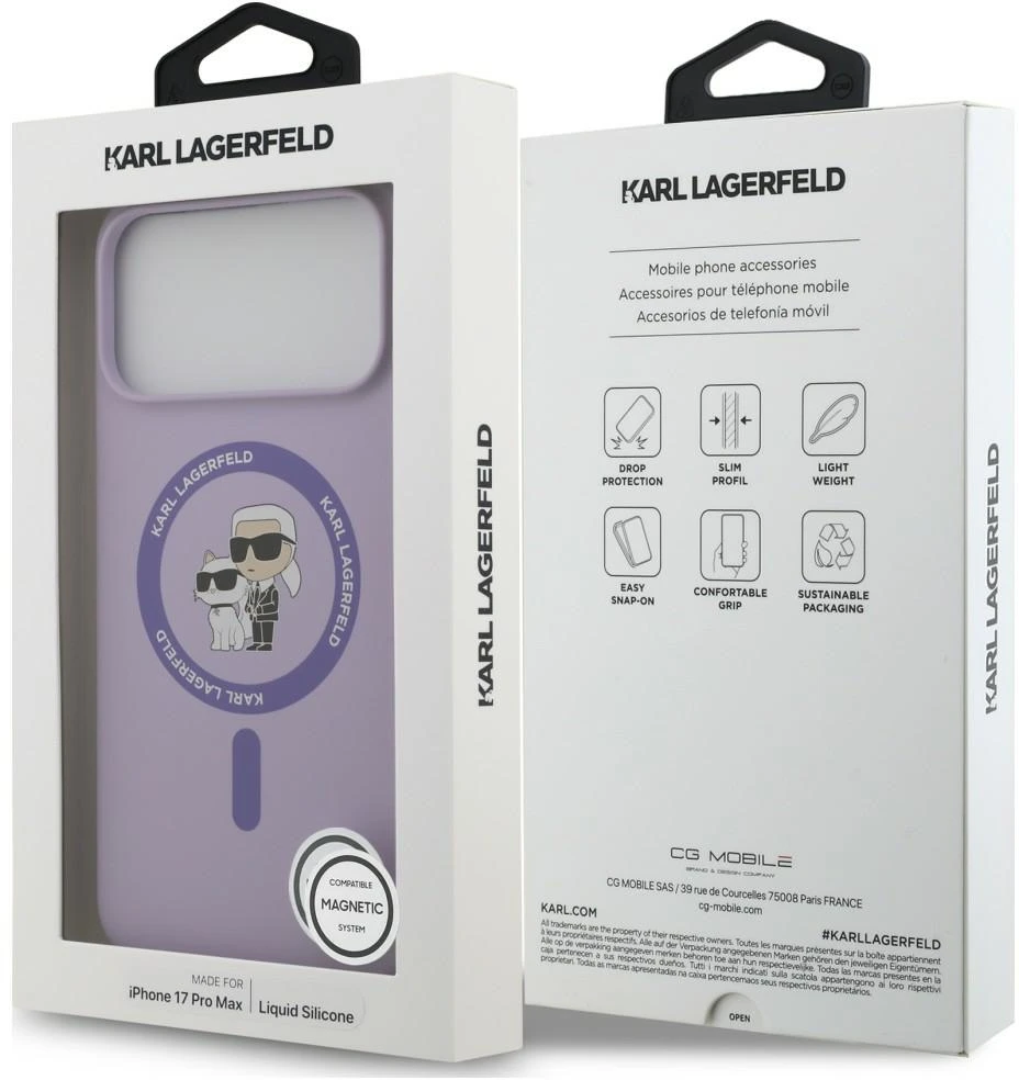 Karl Lagerfeld Silicone Karl&Choupette Ring MagSafe dėklas, skirtas iPhone 18 Pro Max / iPhone 17 Pro Max P