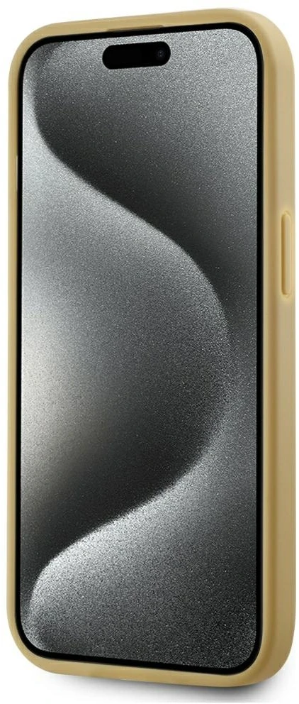 Dėklas Karl Lagerfeld Wrinkled Metal Signature Apple iPhone 15 auksinis
