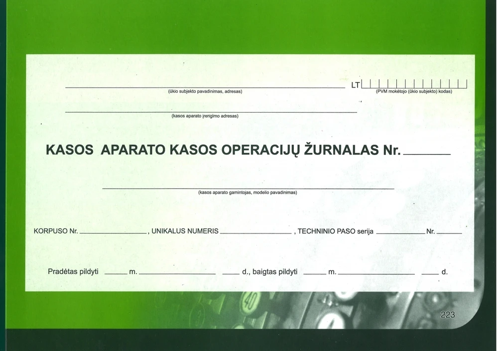 Technoinform Kasos operacijų žurnalas, horizontalus, A4