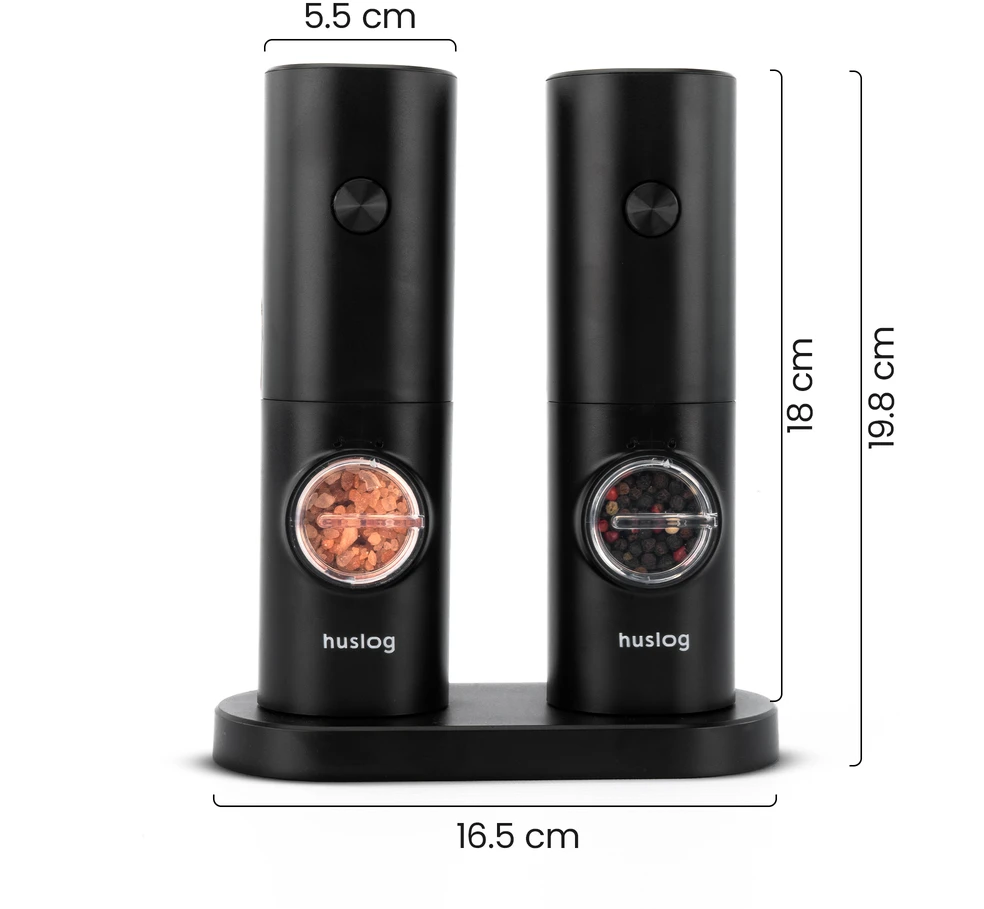 Huslog elektrinių malūnėlių rinkinys su USB įkrovimu