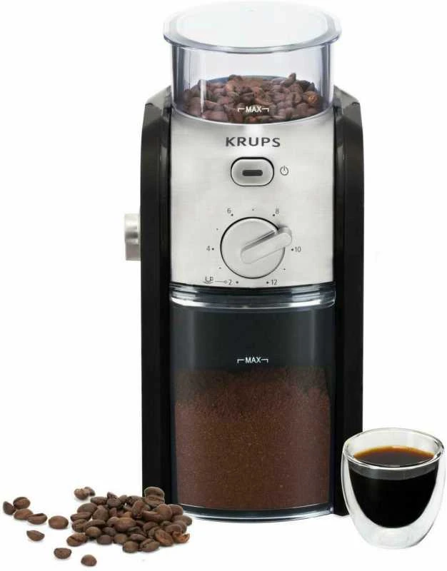 Kavamalė Grinder electric for coffee Krups GVX242 (110W, grinding, juodos spalvos, sidabrinis color)