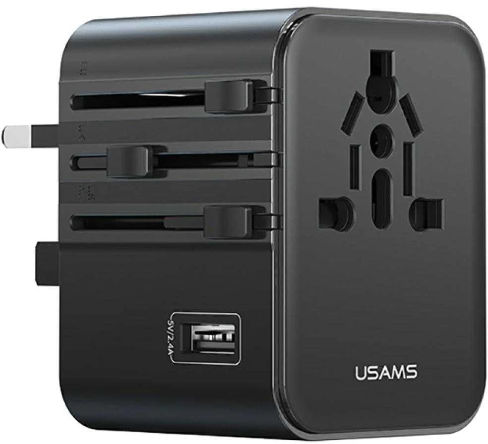 USAMS CC308 universalus kelioninis adapteris su slankikliais