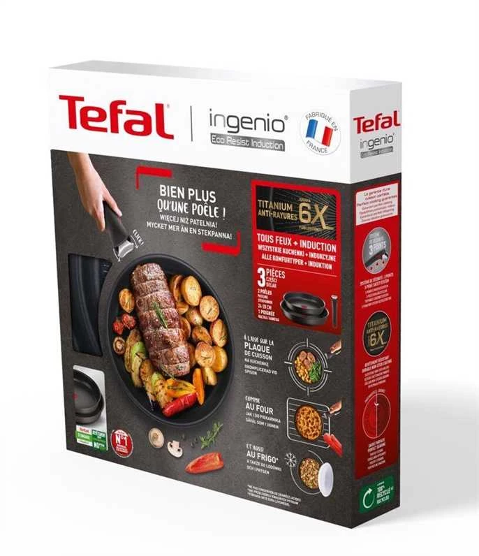 TEFAL Keptuvių rinkinys Ingenio Eco Resist L3979102, 3 vnt.