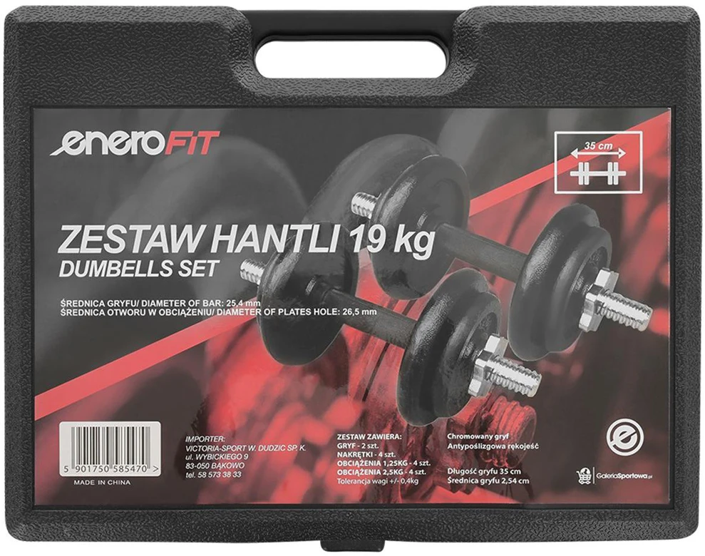 Enero Keičiamo svorio hanteliai EB Fit, 19kg (2x9.5kg)