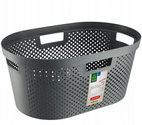 Krepšys „Curver Infinity“ perdirbtų skalbinių krepšys, 40 l talpos, tamsiai pilkas, 100 % perdirbtas, 245675