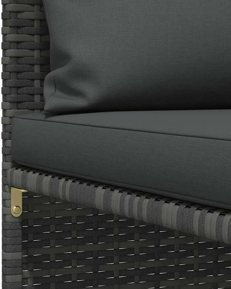 Keturvietė sodo sofa su pagalvėlėmis, pilka, poliratanas