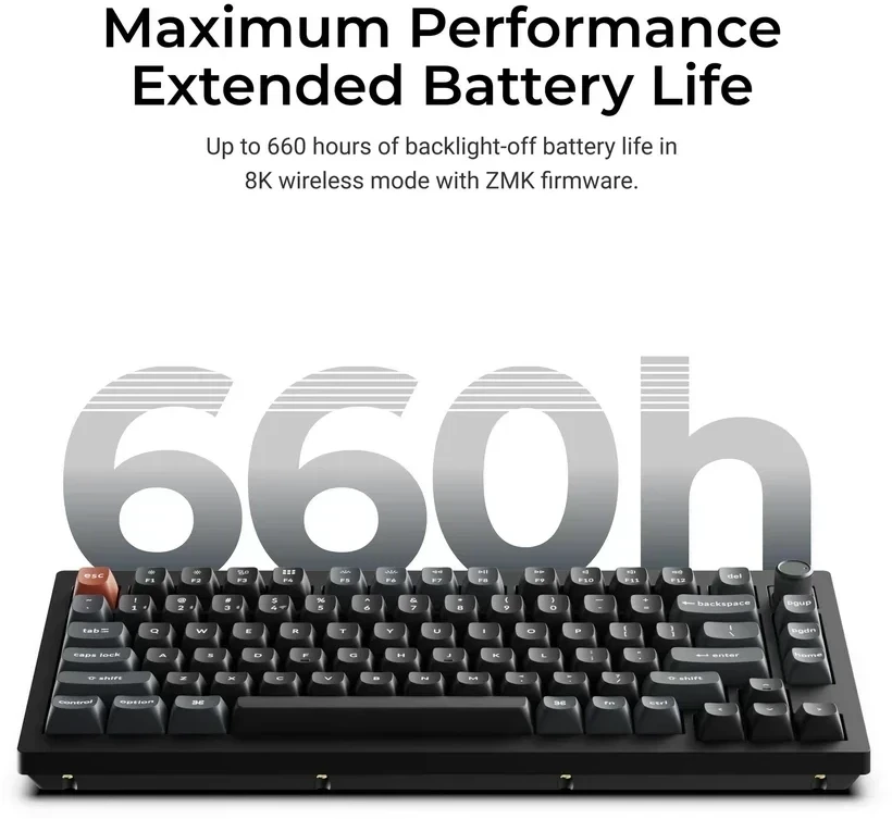 Belaidė mechaninė klaviatūra Keychron V1 Ultra Wireless | Hot Swappable | RGB | Raudoni (red) jungikliai