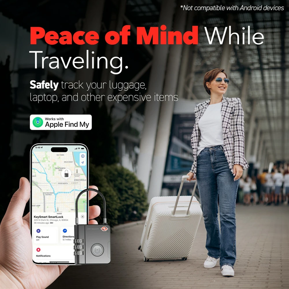 KEYSMART išmanioji spyna; TSA patvirtinta „Find My Lock“, Juodas