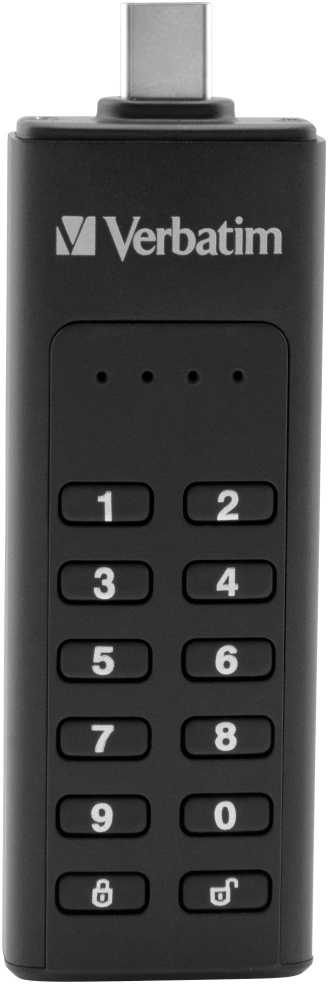 Išorinis diskas Verbatim klaviatūra Secure USB-C 3.2 Gen 1 128GB juodos spalvos 49432