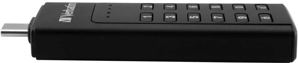 Išorinis diskas Verbatim klaviatūra Secure USB-C 3.2 Gen 1 128GB juodos spalvos 49432
