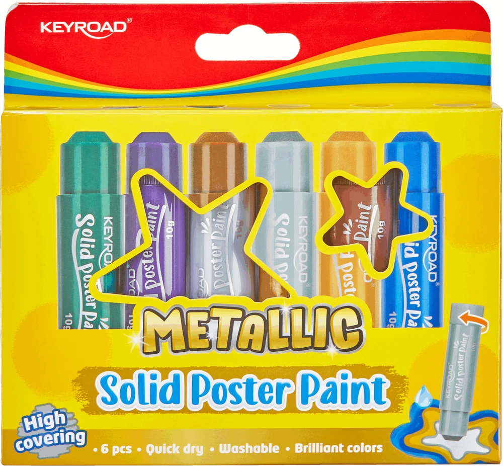 Kietos dažų lazdelės Keyroad, metalo atspalvio, 6 spalvos