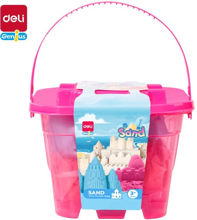 Kinetinis smėlis DELI, 0.5kg, + 6 formelės, rožinės spalvos