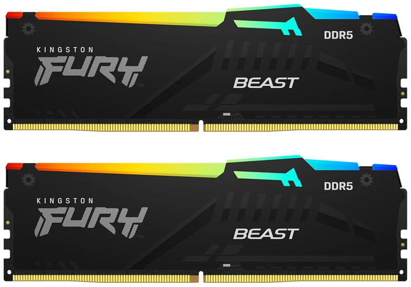 RAM Kingstonas | Fury Beast RGB | 32 komplektas (16GBx2) GB | DDR5 | 5600 MHz | PC/serveris | Registracijos Nr. | ECC Nr