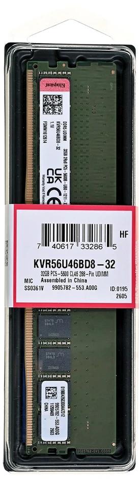 „Kingston KVR56U46BD8-32“ 32 GB 5600 MT/s DDR5 Ne-ECC CL46 DIMM 2Rx8 atmintis | Kingstonas