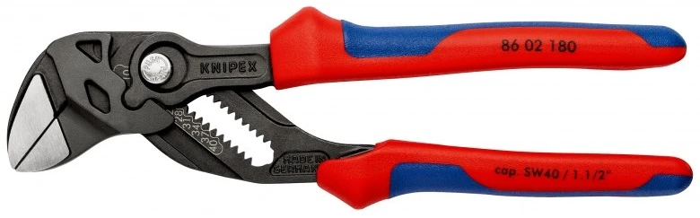 Mėlynas KNIPEX replės veržliaraktis 86 02 180 (raudona/mėlynas, ilgis 180m, reguliuojamas 15 kartų)