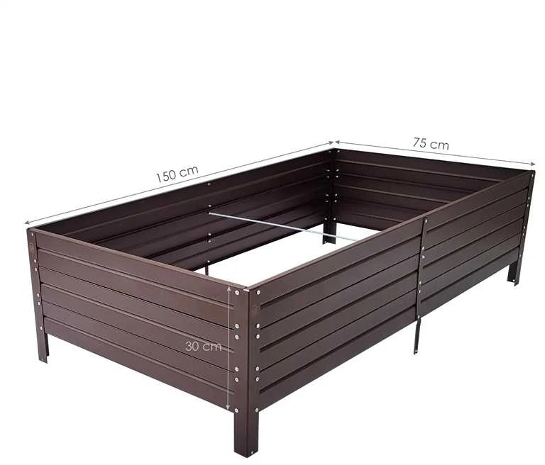 Meistro Kodas Pakelta lysvė KLASIKA GARDEN, RAL8016 (ruda), 150x75x30 cm (Pažeista pakuotė)