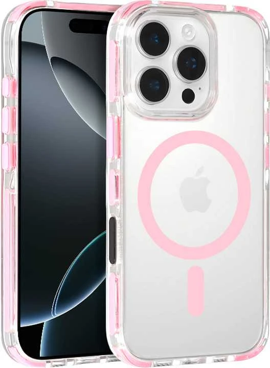 Tel Protect Skaidrus dėklas su virvele skirtas Apple iPhone 15 Pro Max rožinės spalvos