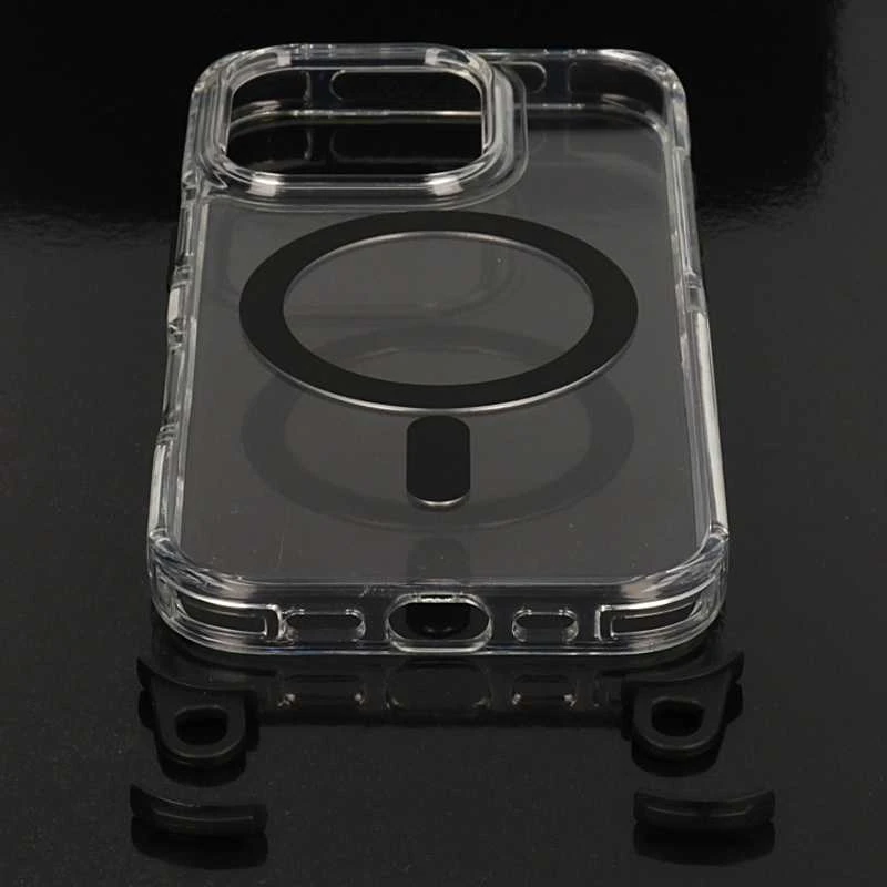 Tel Protect Skaidrus dėklas su virvele skirtas iPhone 15 Pro juodos spalvos