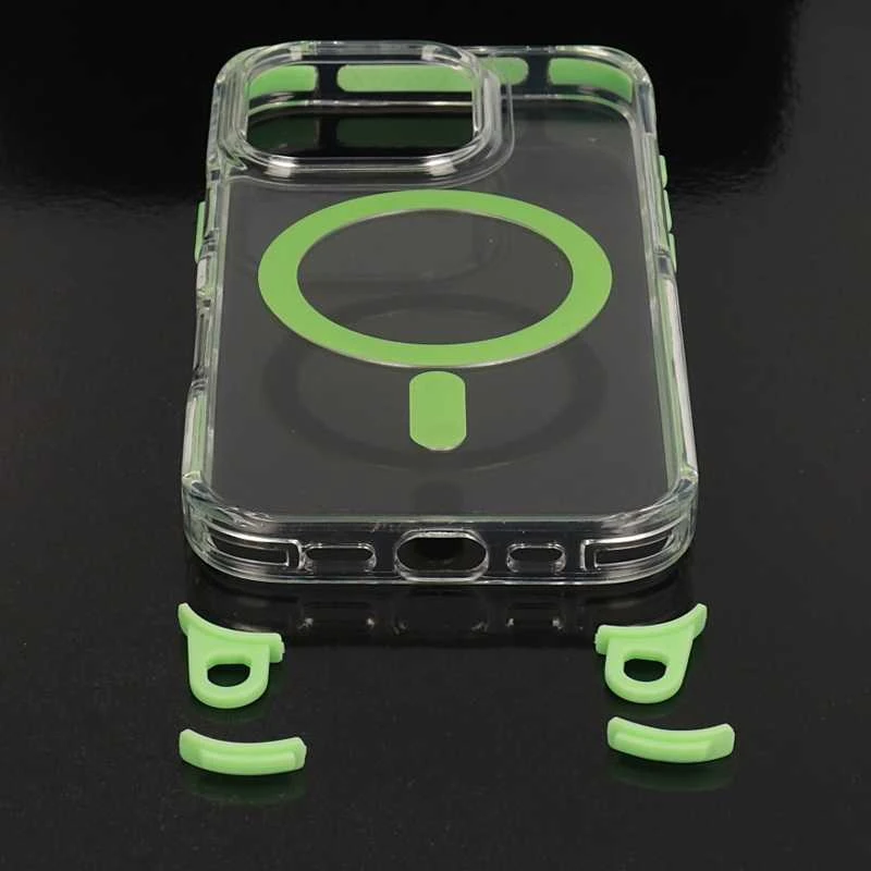 Tel Protect Skaidrus dėklas su virvele skirtas Apple iPhone 15 Pro Max žalios spalvos