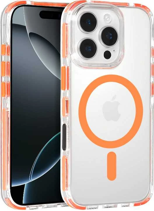 Tel Protect Skaidrus dėklas su virvele skirtas Apple iPhone 15 Pro Max oranžinės spalvos