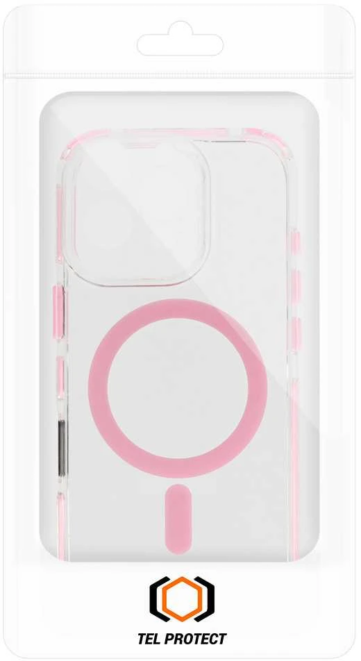 Tel Protect Skaidrus dėklas su virvele skirtas Apple iPhone 15 Pro Max rožinės spalvos