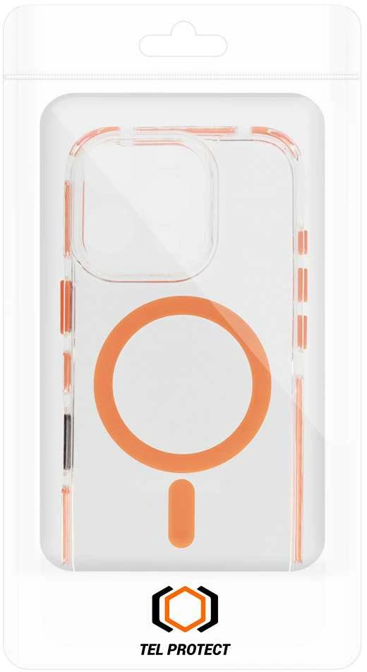 Tel Protect Skaidrus dėklas su virvele skirtas Apple iPhone 15 Pro oranžinės spalvos