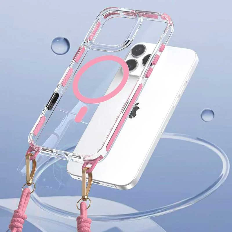 Tel Protect Skaidrus dėklas su virvele skirtas Apple iPhone 16 Pro rožinės spalvos