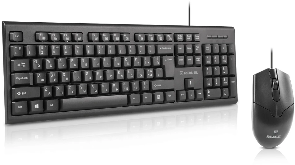 Klaviatūra Klaviatūros ir pelės rinkinys REAL-EL Kit 511, juodos spalvos