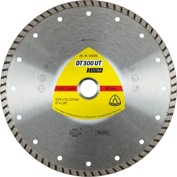 Deimantinis pjovimo diskas šlapiam pjovimui Klingspor DT 300 UT Extra; 230x2,5x22,23 mm