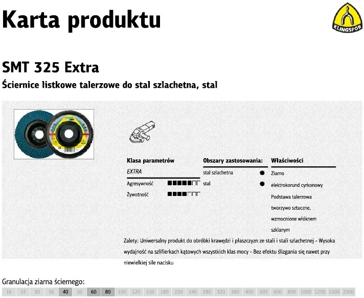 Lapelinis šlifavimo diskas KLINGSPOR Extra SMT 325 125x22,2 40