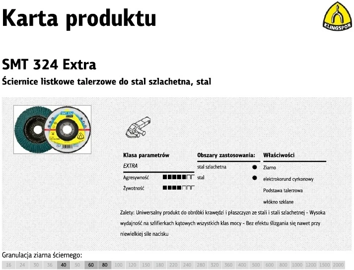 Lapelinis šlifavimo diskas KLINGSPOR SMT324 EXTRA 125x22,2 P80
