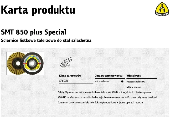 KLINGSPOR ŚCIERNICA LISTKOWA KOMBI SMT850 125mm COARSE