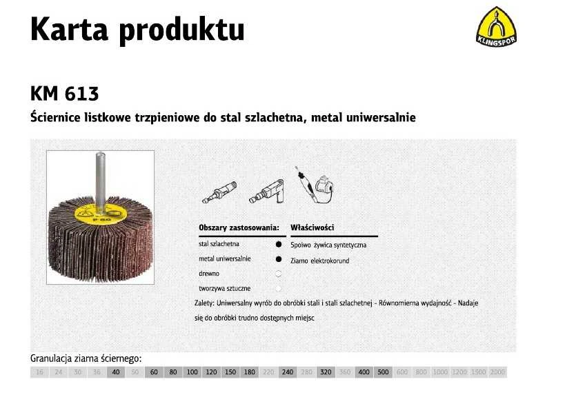 KLINGSPOR lapelinis šlifavimo antgalis 40*30*6 P120 KM613