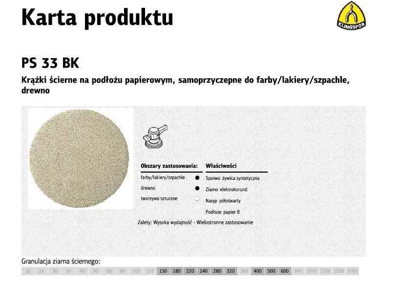 KLINGSPOR SAVIMI KLIPOJANTIS ABRAZYVINIS DISKAS 225mm PS33BK gr.180 / 50vnt.