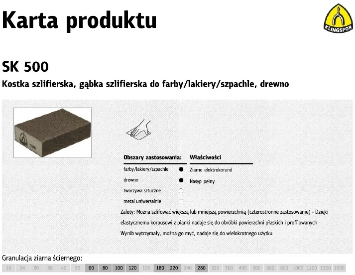Šlifavimo kaladėlė KLINGSPOR SK500 P120
