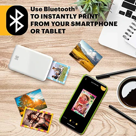 Kodak STEP Momentinis mobilus nuotraukų spausdintuvas spalvotas ZINK 2×3” 1 ppm, Bluetooth, Balta